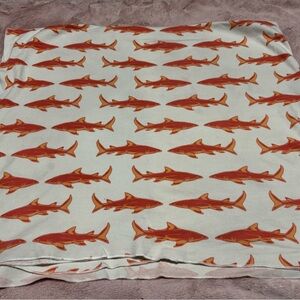 Kate Quinn Shark Print Blanket - Orange and White swaddle